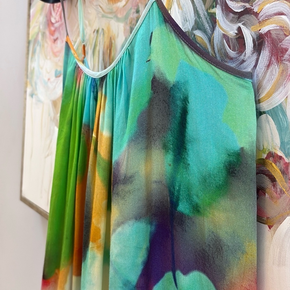 Lavender Brown Maia Dress - Watercolor Print Maxi - Size XS - Picture 10 of 14